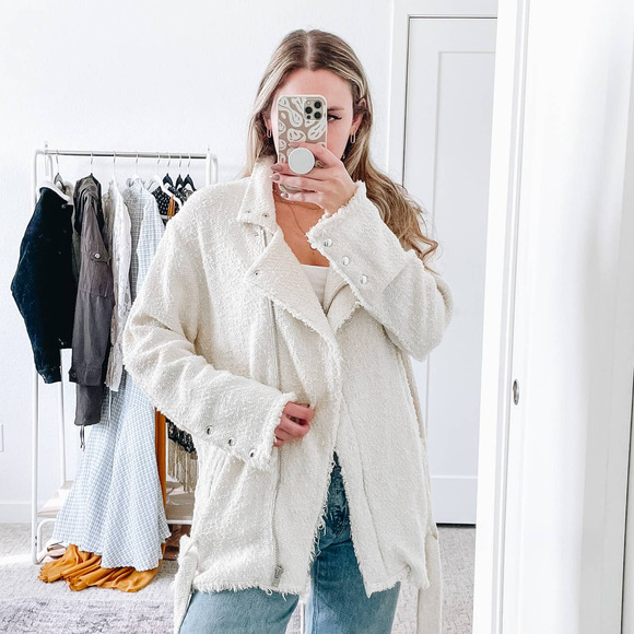 IRO Cream Jacket Dorthea Tweed Moto Jacket - Picture 3 of 16